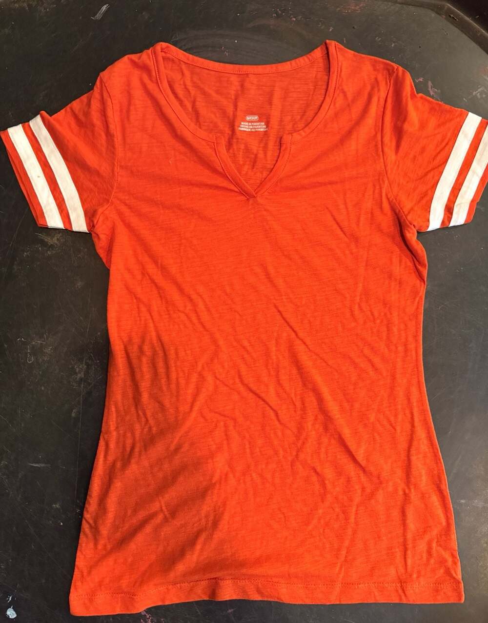 LAT Apparel Women's Football V-Neck Fine Jersey T-Shirt in Orange